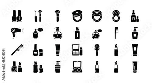 Vector illustration of Colorful Cosmetic and Beauty Product Icons Set