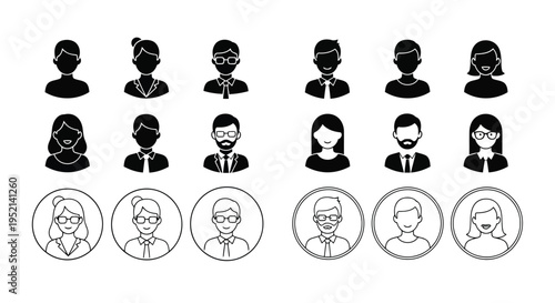 Vector illustration of Colorful Business People Icons Set in Flat Style on White Background
