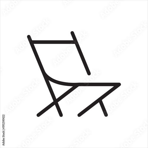 Folding chair, linear icon. Portable seating and outdoor furniture. Line with editable stroke.