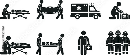 Comprehensive Emergency Response, Medical Rescue, and Disaster Relief Icon Set