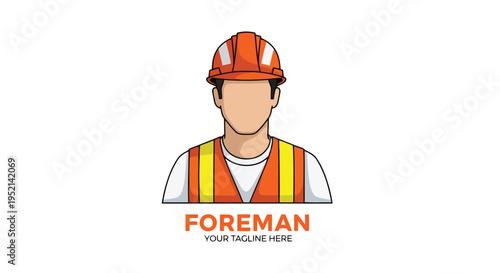 Vector illustration detailed of a foreman wearing safety gear on a construction site