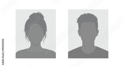 Vector illustration of Gray Silhouettes of a Man and a Woman on White Background