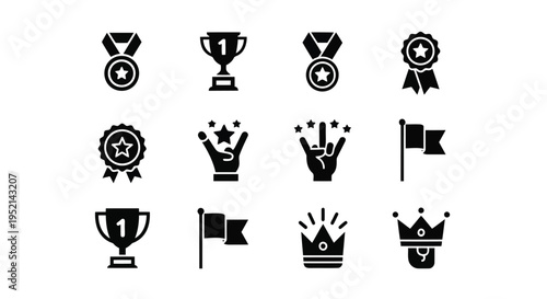 Vector illustration detailed of various achievement symbols and awards on white background