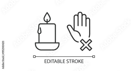 Vector illustration of No Smoking Sign with Candle and Hand Gesture on White Background