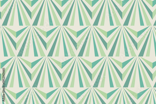 Spring Geometric Fan Bloom Evergreen Seamless Pattern  balanced layouts, ideal for home decor, wallpaper, tech skins, packaging