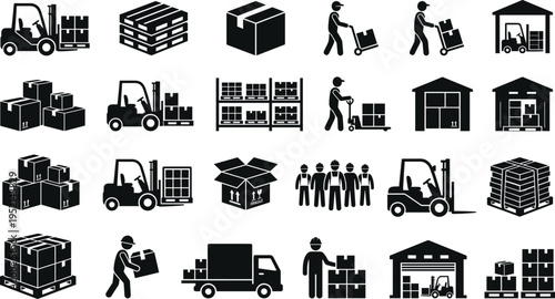 Comprehensive Collection of Office and Stationery Equipment Icons Featuring Laptop Keyboard Mouse Notebook Pen Stapler Paperclip and Calculator for Professional Workspace and Education Design Projects