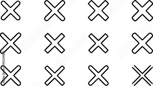 Set of cross icons Vector reject or ban icons