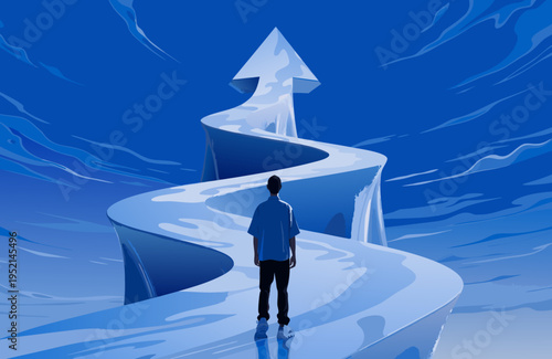 Minimalist 3D Man Working on Laptop Clean Workspace Modern Digital Illustration Wallpaper