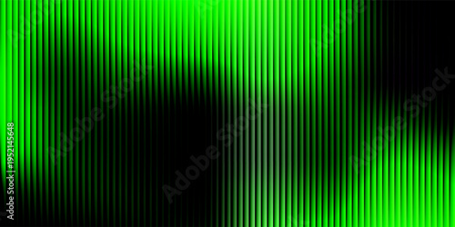 Dark green neon gradient ribbed glass. Vector ribbed glass texture background. Mesh gradient. acrylic ribbed bath surface. Reeded glass background semitransparent overlay. Bath wall window