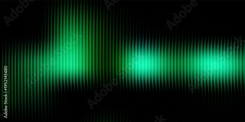 Dark green neon gradient ribbed glass. Vector ribbed glass texture background. Mesh gradient. acrylic ribbed bath surface. Reeded glass background semitransparent overlay. Bath wall window