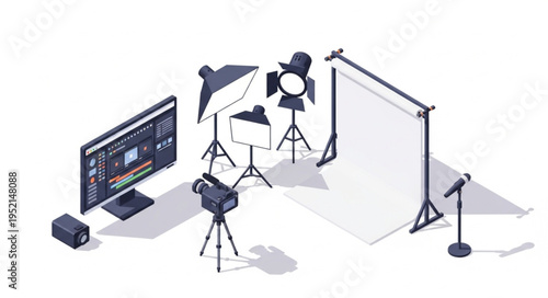 Professional Photography Studio Equipment Setup for Filming.
