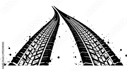 Illustration of Railway tracks stretching into distance