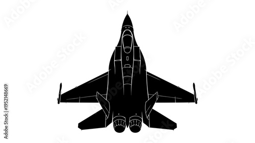 Illustration of Fighter Jet Airplane Top View