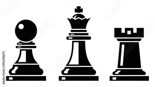 Illustration of Chess pieces pawns king rook