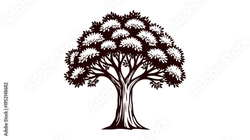Illustration of Tree silhouette with branches and leaves