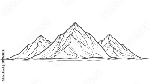 Illustration of Mountain range landscape sketch