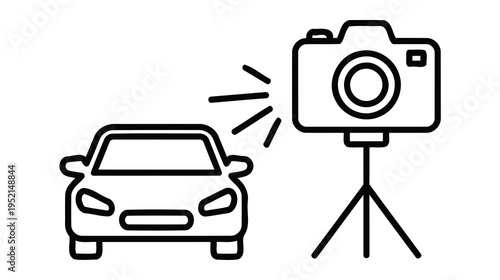 Illustration of Car photography setup with camera