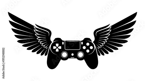 Illustration of Gaming controller with wings symbol