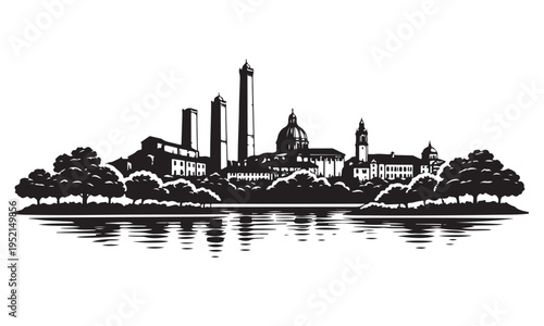Bologna Skyline Silhouette, Silhouette Vector, Isolated on White Background