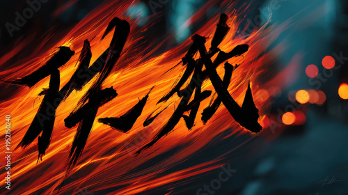 Heritage shines through in this vibrant Chinese script on light, capturing essence of culture and artistry in dynamic display