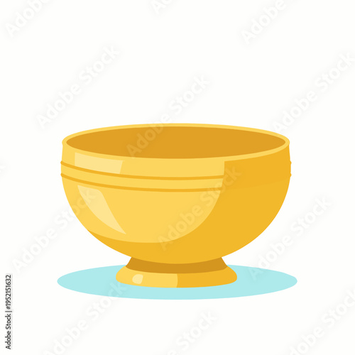 Traditional Thai ornate gold water bowl for Songkran festival celebration, flat vector illustration of a single ceremonial vessel with decorative patterns