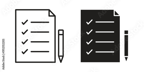 checklist tasks icon silhouette. Editable stroke. Line vector illustration design