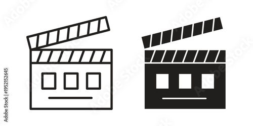 Cinema flapper icon silhouette. Editable stroke. Line vector illustration design