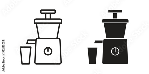 Cold pressed juicer icon silhouette. Editable stroke. Line vector illustration design
