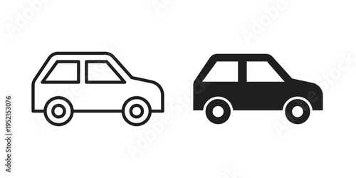 Compact car icon silhouette. Editable stroke. Line vector illustration design