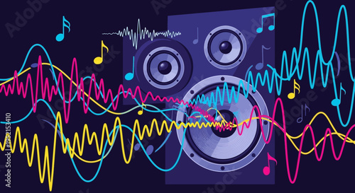 Colorful Sound Waves Music Speaker.