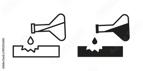 Corrosive substance icon silhouette. Editable stroke. Line vector illustration design