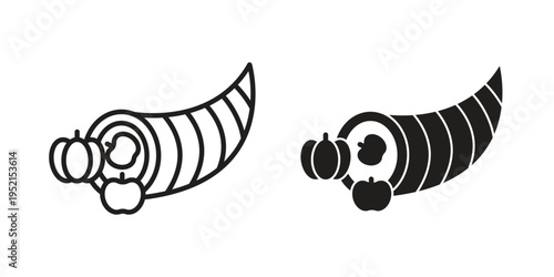 Cornucopia icon silhouette. Editable stroke. Line vector illustration design