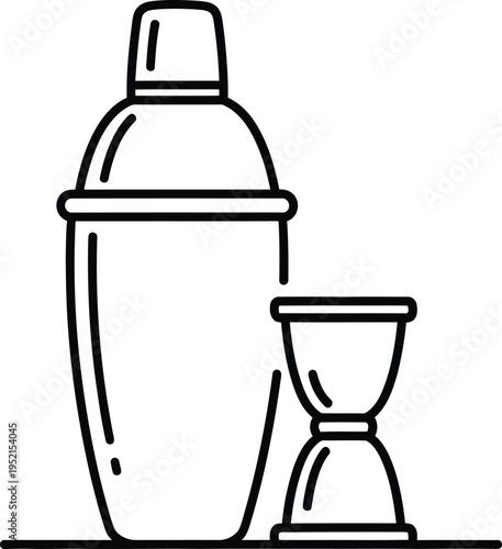 Vector cocktail shaker and jigger icon