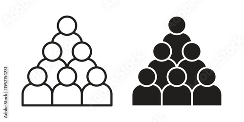 Crowd icon silhouette. Editable stroke. Line vector illustration design