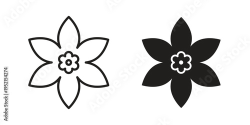 Daffodil icon silhouette. Editable stroke. Line vector illustration design