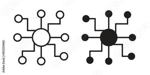 Decentralized icon silhouette. Editable stroke. Line vector illustration design