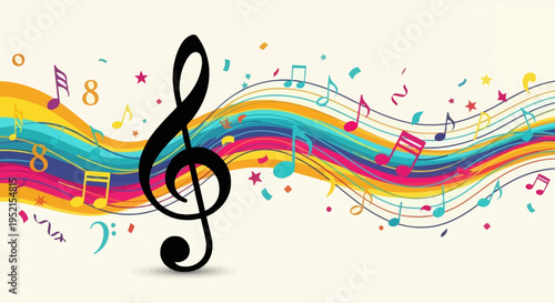 Large black treble clef symbol.