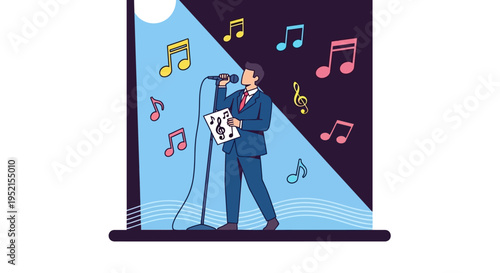 Man singing into a microphone.