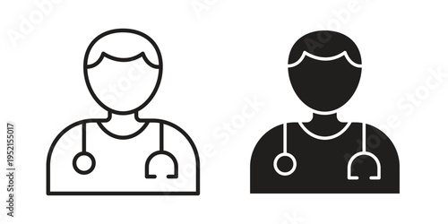 Doctor icon silhouette. Editable stroke. Line vector illustration design