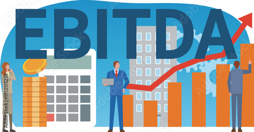 EBITDAの文字と人々