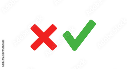 Red x and green checkmark symbols illustrating approval and rejection concepts