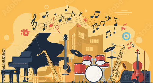 Musical Instruments Orchestra Band Setup.