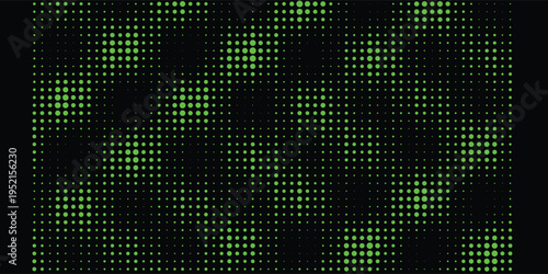 Neon Green Halftone Dot Grid Digital Technology Vector Background