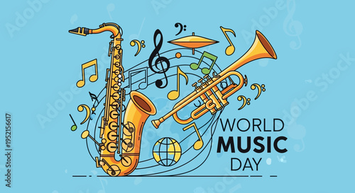 Saxophone and Trumpet Musical Instruments.