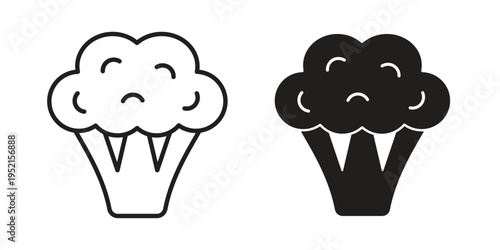 Cauliflower icon clipart symbol isolated on white background. Flat and stroke designs.