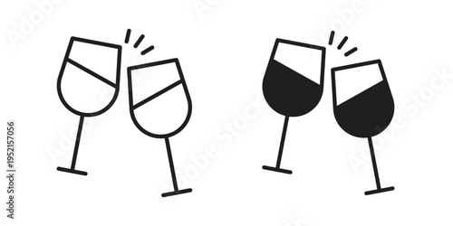 Cheers icon clipart symbol isolated on white background. Flat and stroke designs.