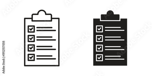 Checklist icon clipart symbol isolated on white background. Flat and stroke designs.