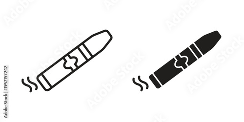 Cigar icon clipart symbol isolated on white background. Flat and stroke designs.
