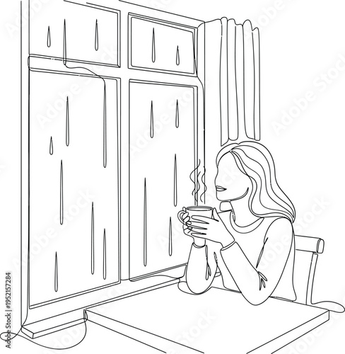 Woman sitting on chair in front of large wooden doors