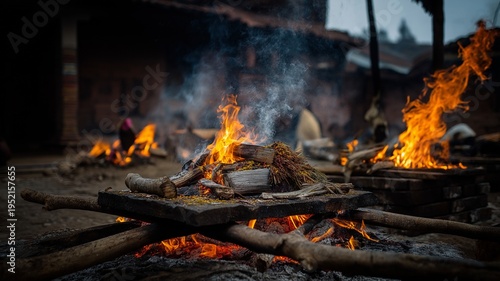 A traditional Hindu cremation ritual.